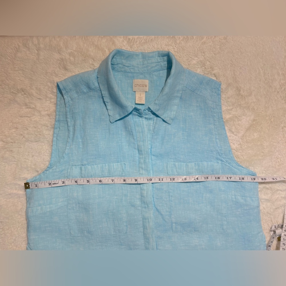 chico’s size 1 (Med/8) sleeveless baby blue tunic - Picture 5 of 8